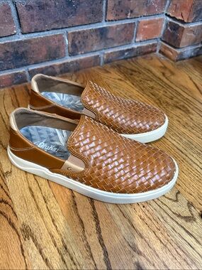 OluKai Men’s Woven Slip On Shoes Brown Cognac Size 7